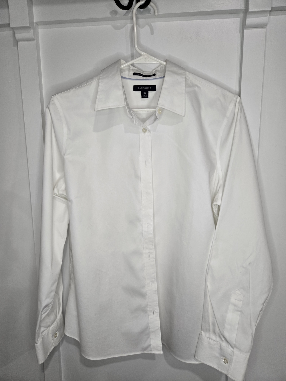 Lands' End White Women's Button-Up Dress Shirt